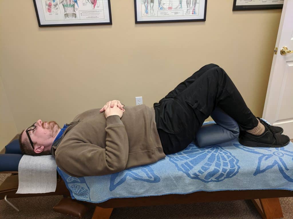 Example of propping legs properly